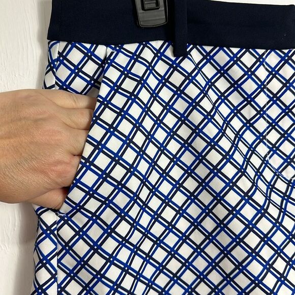 Tory Sport Printed Tech Twill Golf Skirt In Surf Blue Baseline Plaid Size M - Picture 2 of 12